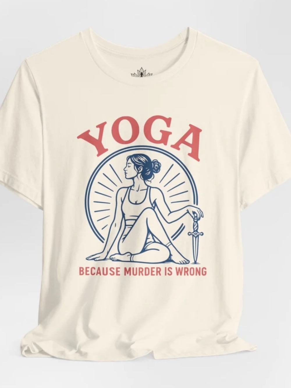 Yoga Because Murder Is Wrong Retro Tee - Cream Large North Still Mind